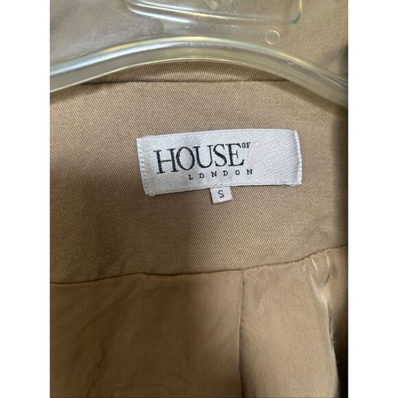 House of CB London Beige Double Breasted Coat Size Small - Picture 11 of 16